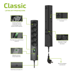 Listwa przeciwprzepięciowa EVER Classic 3 m