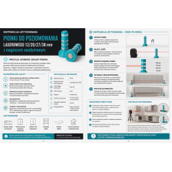 Pionki do poziomowania laserowego 12/20/27/38 mm z magnesem neodymowym - 10szt